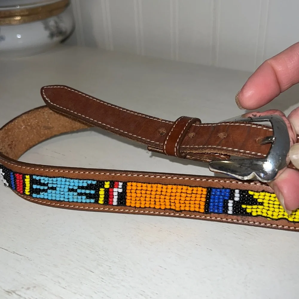 Vintage Justin Western beaded ladies belt size 28